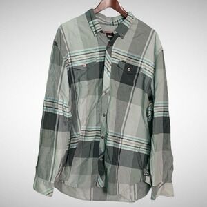 Vans Flannel Mens 2XL Grey Plaid Long Sleeve Button Up Pre Owned Chest Pocket